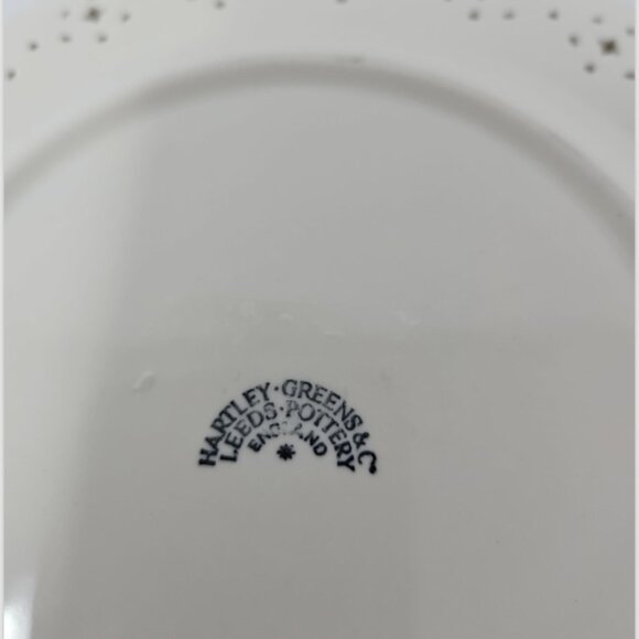 1 Vintage Hartley Greens Creamware Bread Dessert Plate Diamond Pierce Cut Rim 7" - Picture 3 of 4